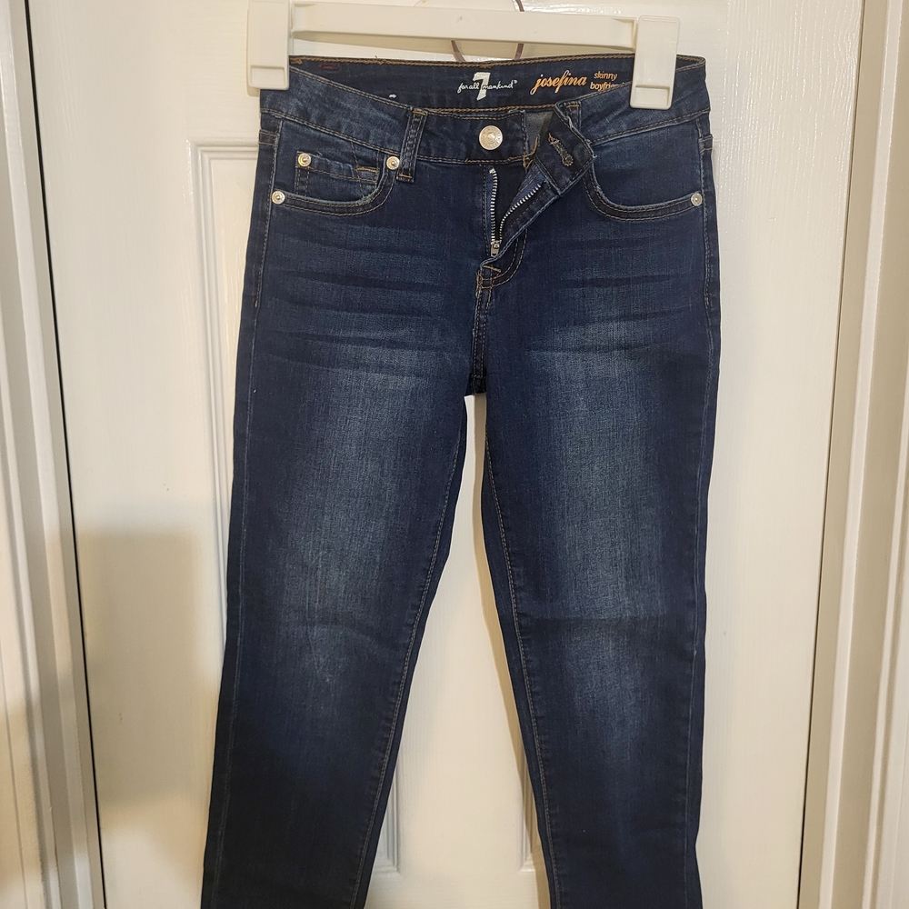 GIRLS 7 For All Mankind Josefina Boyfriend Jeans in Dark Blue - Picture 2 of 4